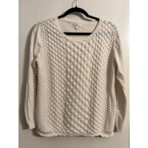 C Knit Preppy Sweater Cream Ivory Size XL Old Money Academia Grannycore Office